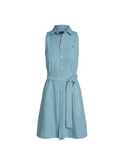 Cotton Chambray Sleeveless Shirtdress